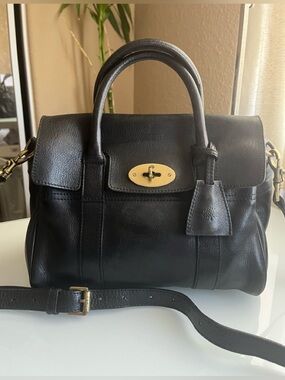 MULBERRY SMALL BLACK LEATHER BAYSWATER